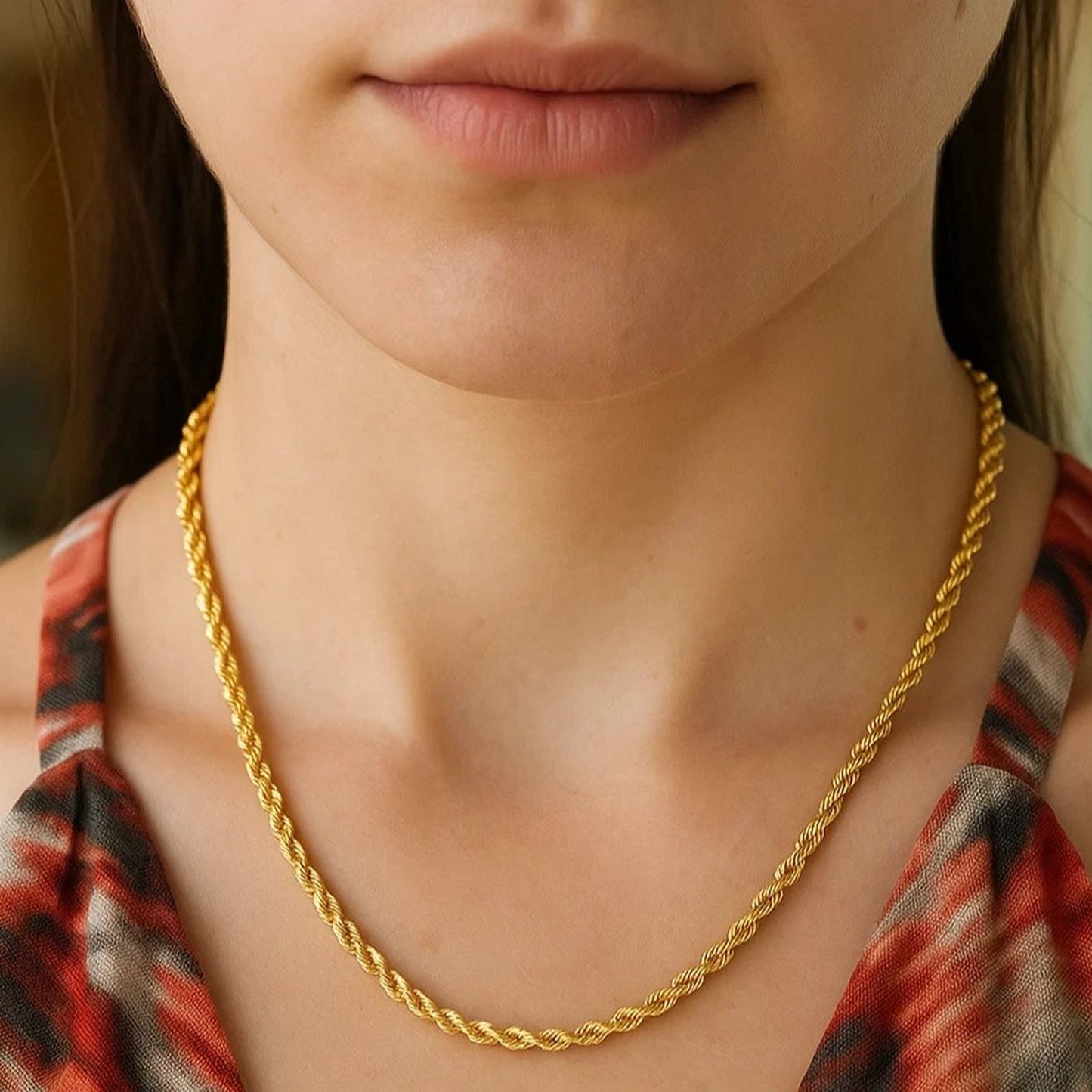 14K Yellow Gold Solid Diamond Cut Rope Chain (3.50mm)