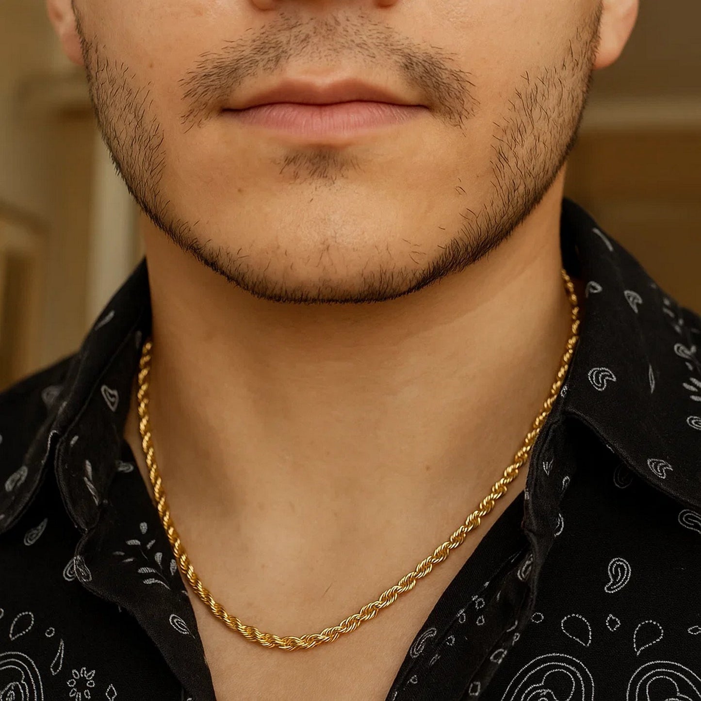 14K Yellow Gold Solid Diamond Cut Rope Chain (3.50mm)