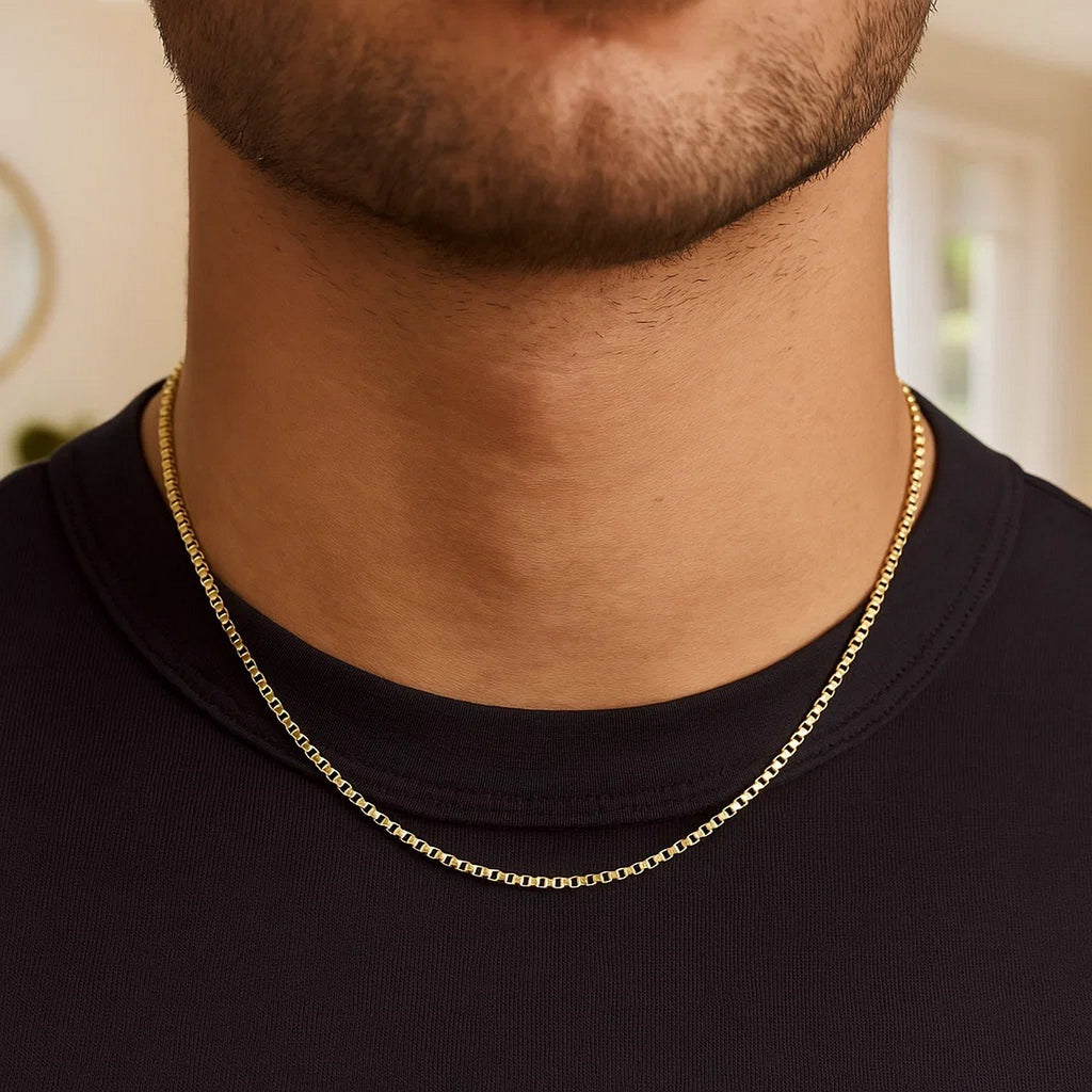 14K Yellow Gold Classic Box Chain Necklace (0.85mm) – True Pure Gold