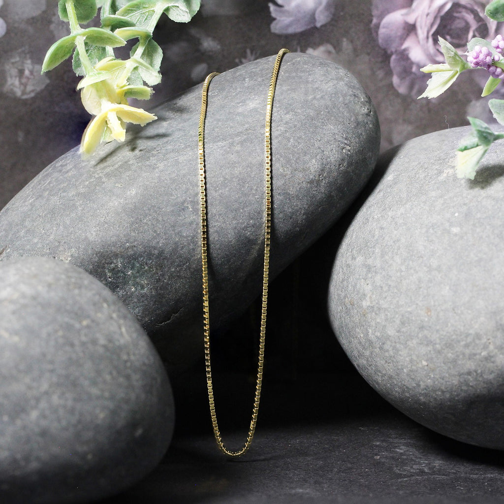 14K Yellow Gold Classic Box Chain Necklace (0.85mm) – True Pure Gold