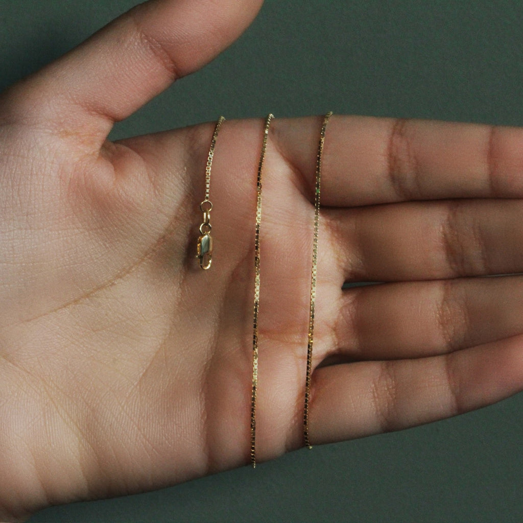 14K Yellow Gold Classic Box Chain Necklace (0.85mm) – True Pure Gold