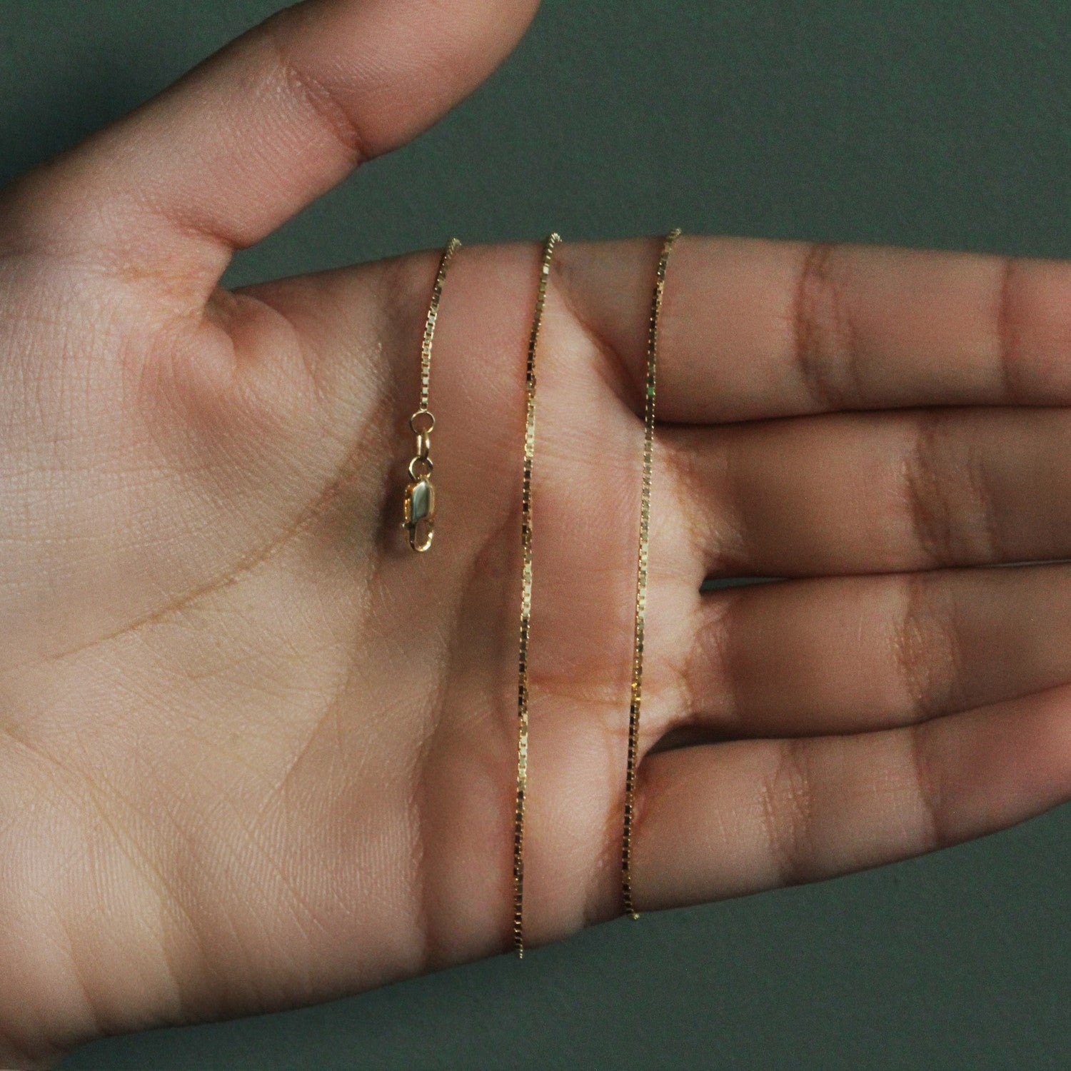 14K Yellow Gold Classic Box Chain Necklace (0.85mm) – True Pure Gold