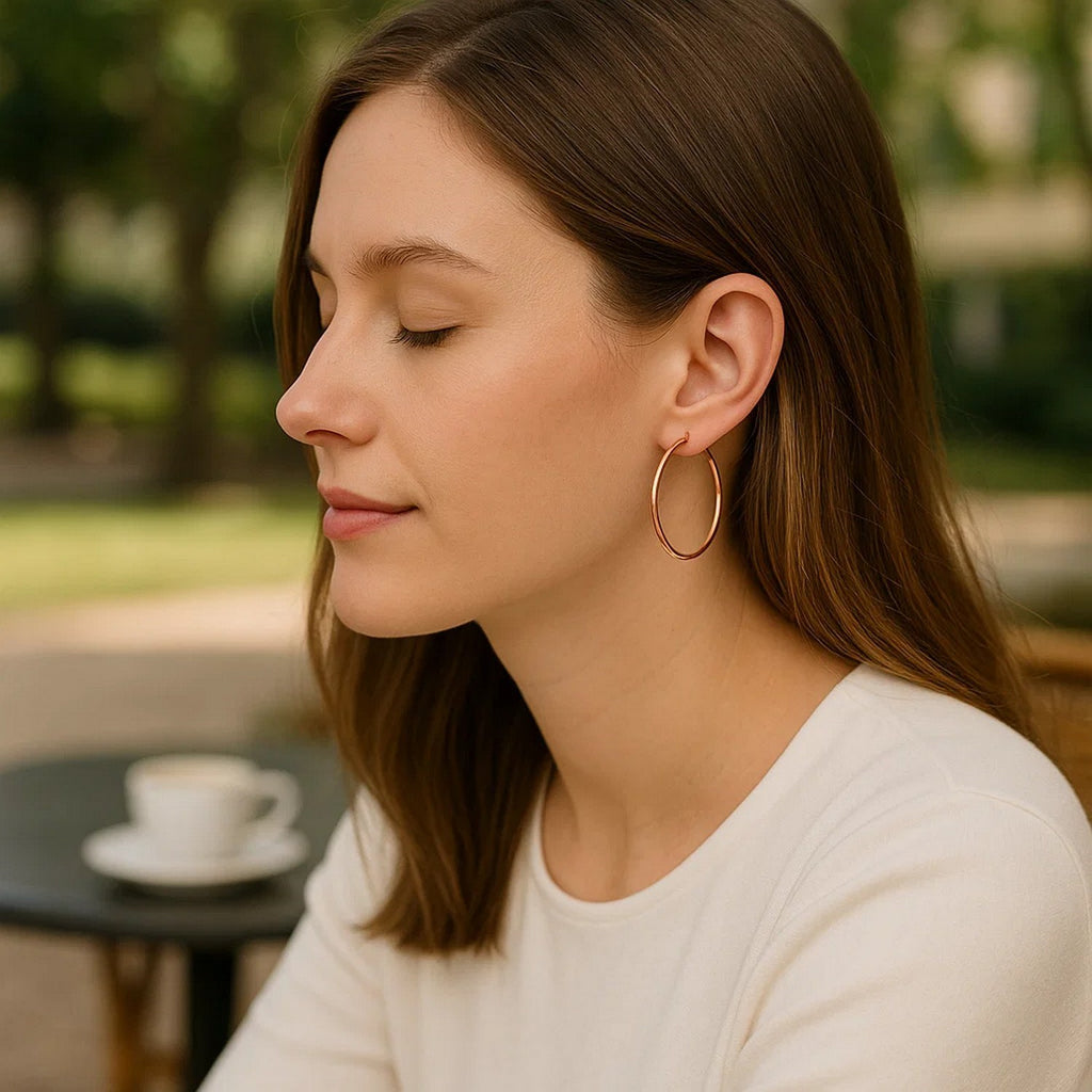 14k Rose Gold Polished Hoop Earrings (2x25mm)