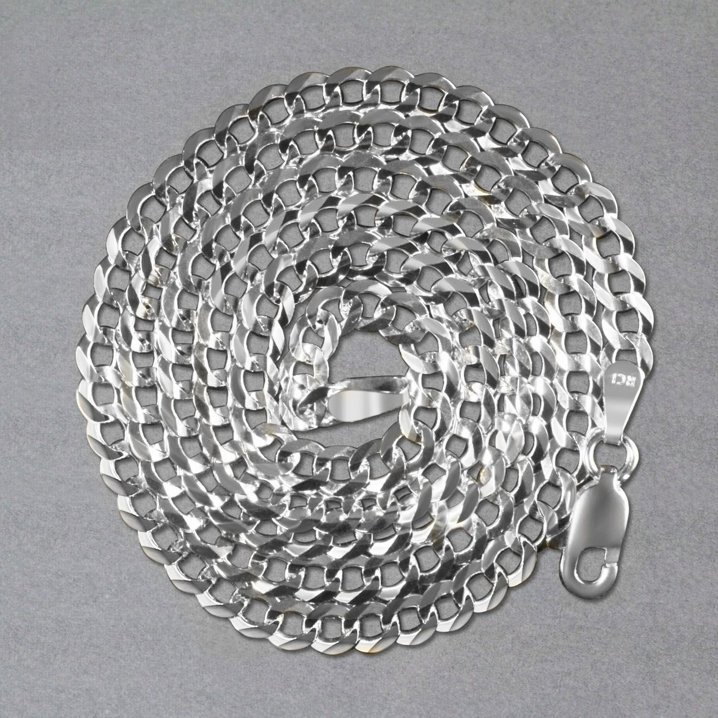 14k White Gold Solid Curb Chain (3.60 mm)