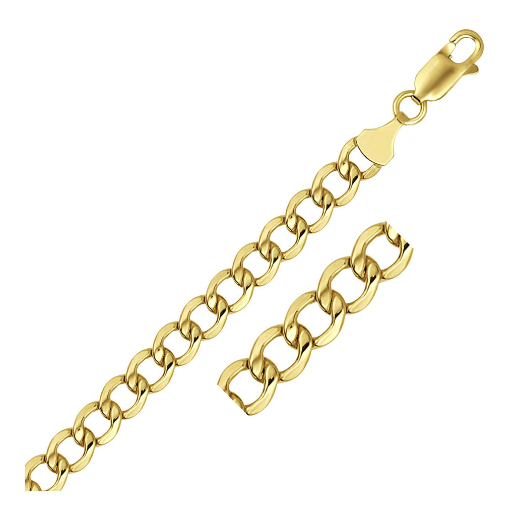 14k Yellow Gold Solid Curb Chain (6.20 mm)