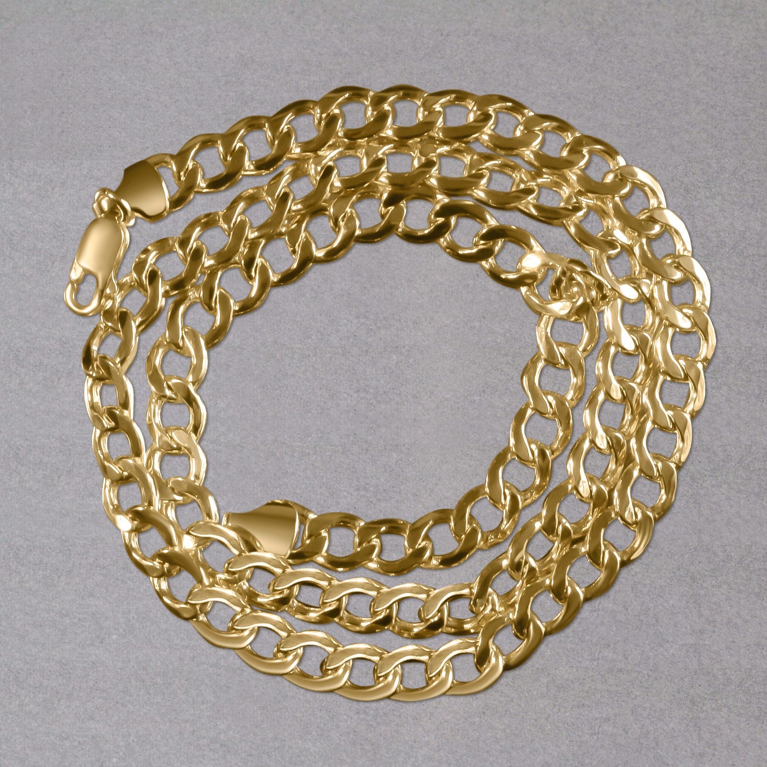 14k Yellow Gold Solid Curb Chain (6.20 mm)