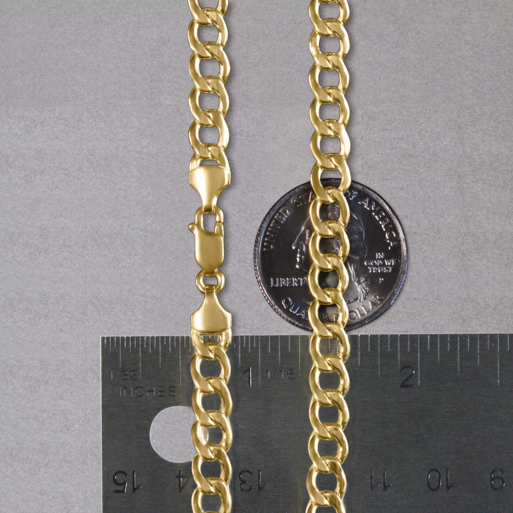 14k Yellow Gold Solid Curb Chain (6.20 mm)