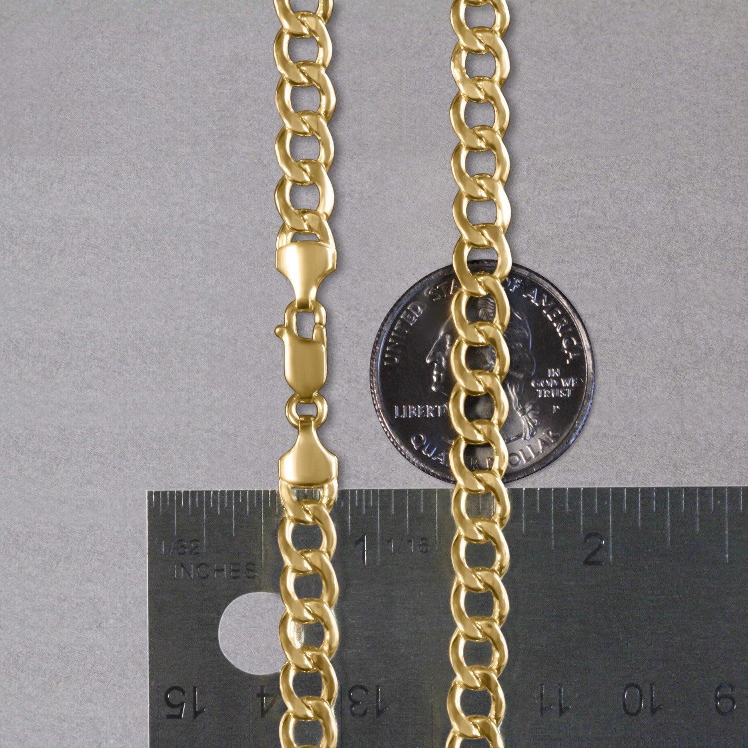 14k Yellow Gold Solid Curb Chain (6.20 mm)