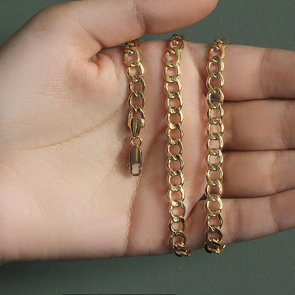 14k Yellow Gold Solid Curb Chain (6.20 mm)