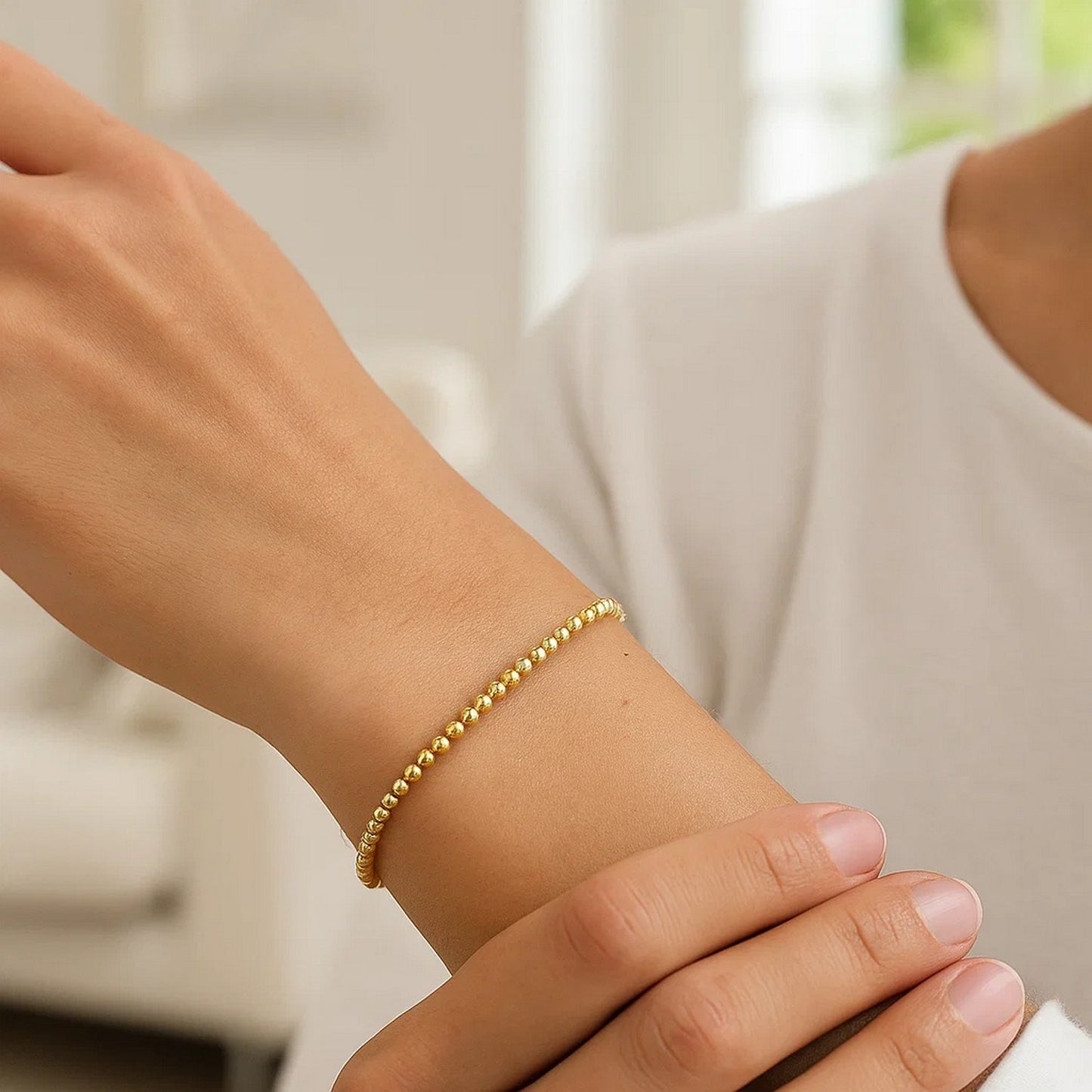 14K Yellow Gold Bead Bracelet (3.00 mm)