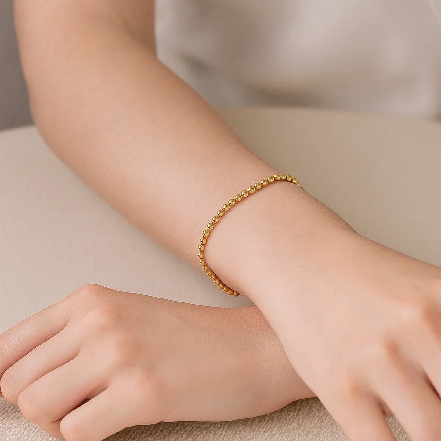 14K Yellow Gold Bead Bracelet (3.00 mm)