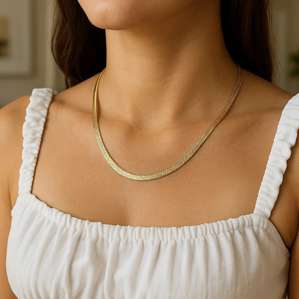 14K Yellow Gold Super Flex Herringbone Chain 4.60mm | Bold Solid Gold