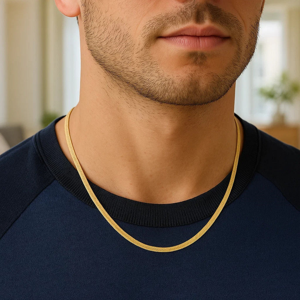 14K Yellow Gold Super Flex Herringbone Chain 4.60mm | Bold Solid Gold