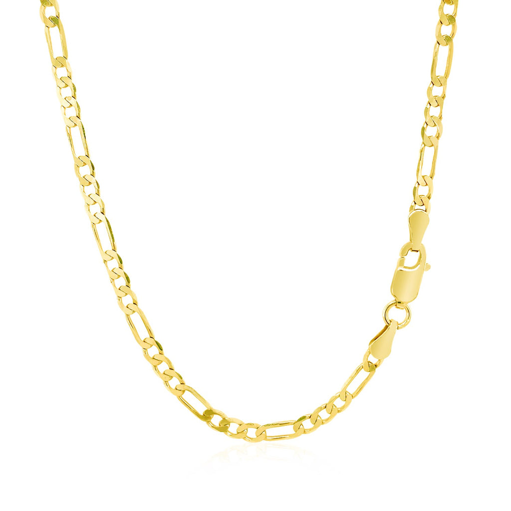 14K Yellow Gold Solid Figaro Chain – 3.00mm, Solid Gold