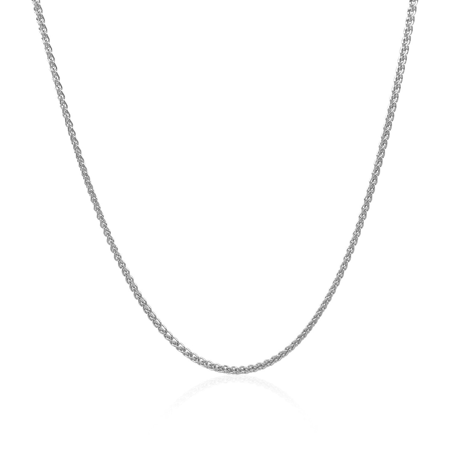 14K White Gold Round Wheat Chain Necklace (1.20 mm)