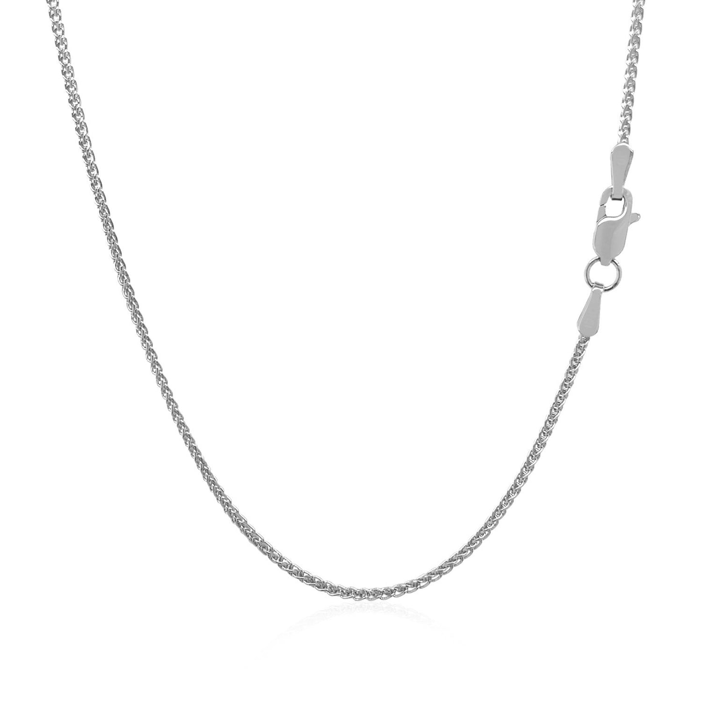14K White Gold Round Wheat Chain Necklace (1.20 mm)
