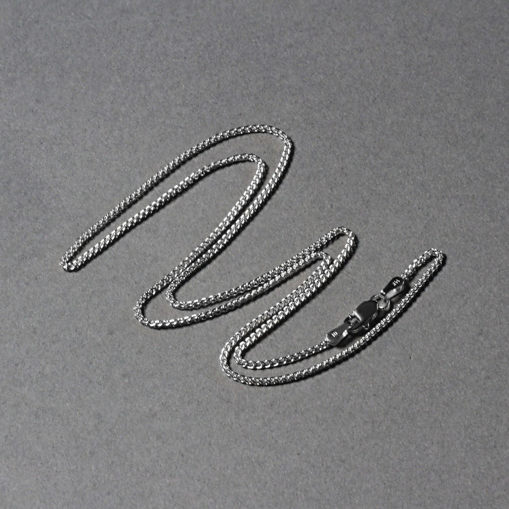 14K White Gold Round Wheat Chain – 1.20mm, Solid Gold