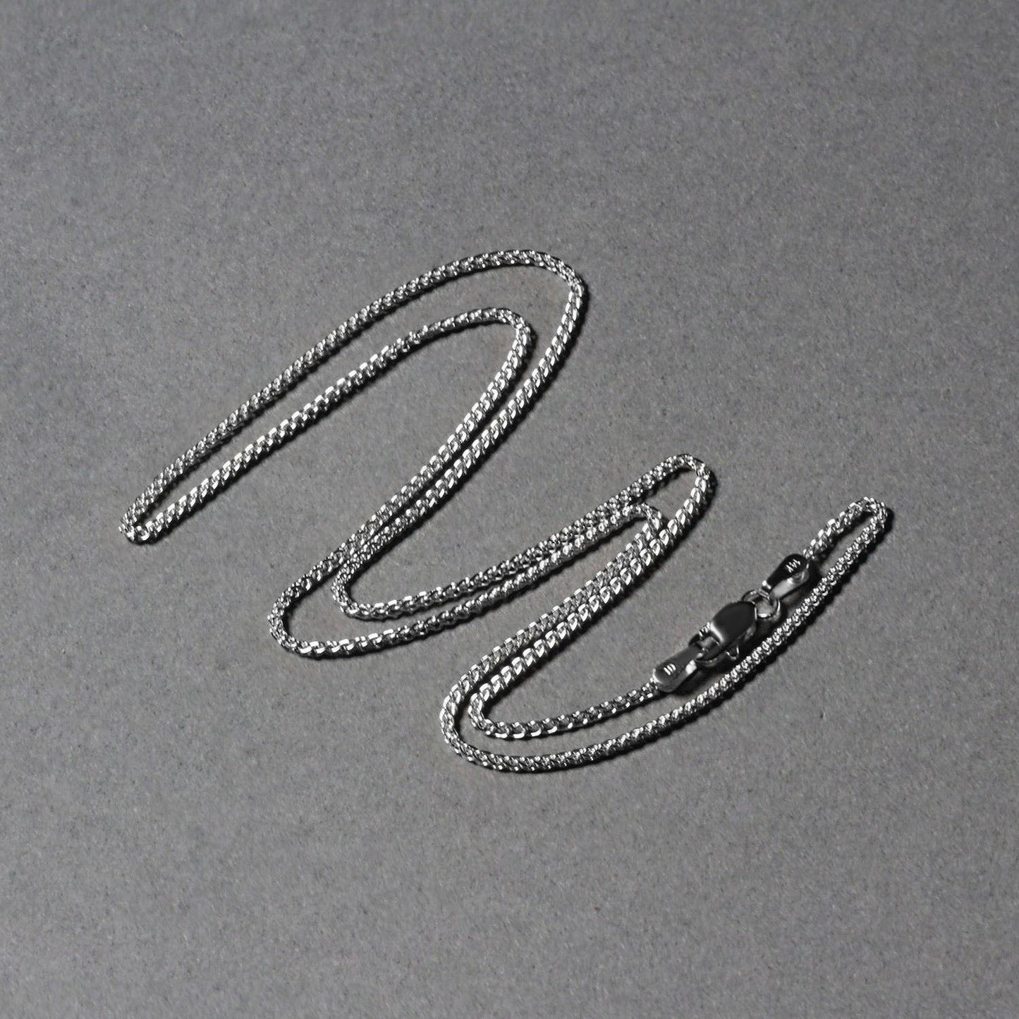 14K White Gold Round Wheat Chain Necklace (1.20 mm)