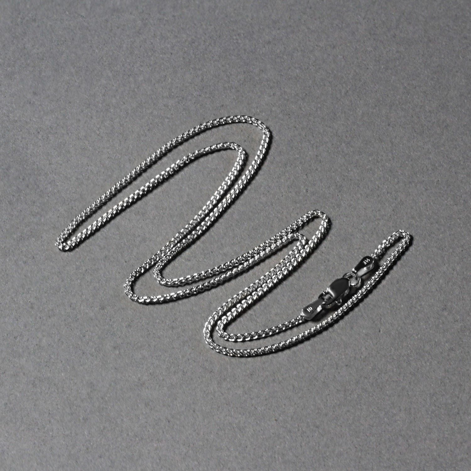 14K White Gold Round Wheat Chain – 1.20mm, Solid Gold
