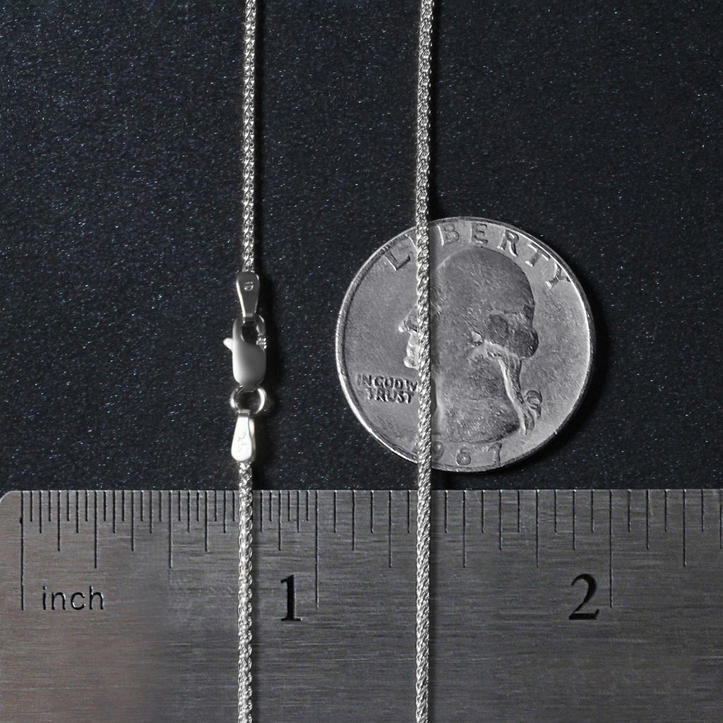 14K White Gold Round Wheat Chain – 1.20mm, Solid Gold