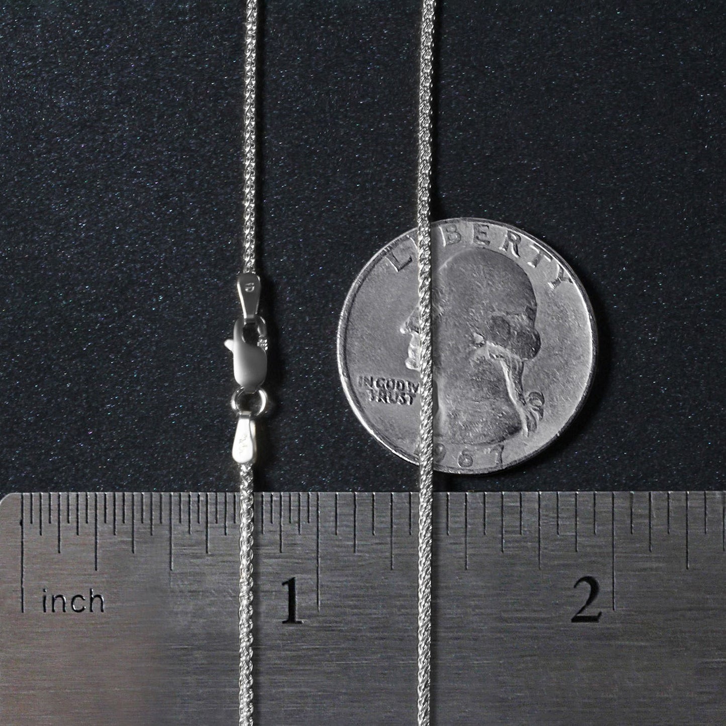 14K White Gold Round Wheat Chain Necklace (1.20 mm)