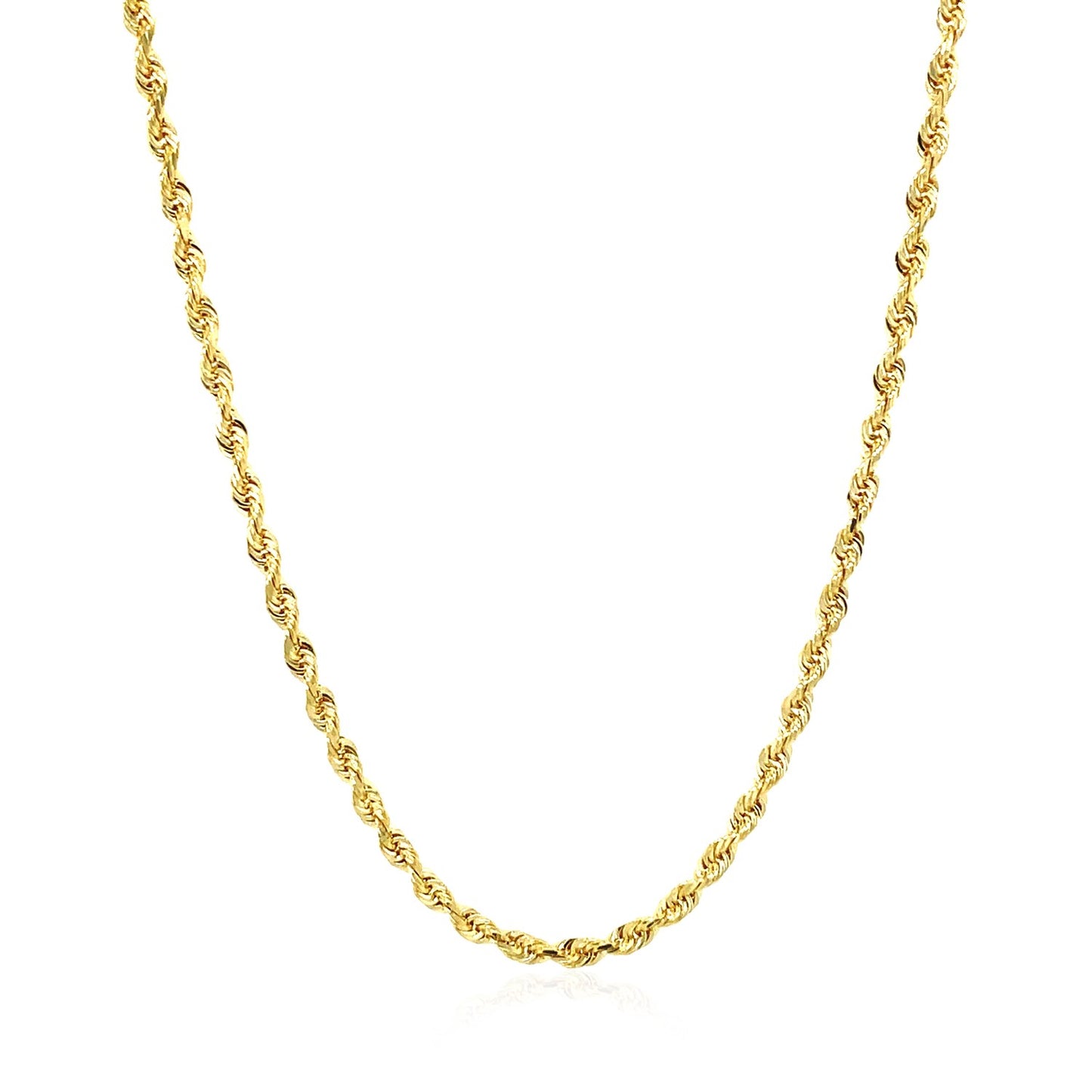 14K Yellow Gold Solid Diamond Cut Rope Chain Necklace (2.50mm)