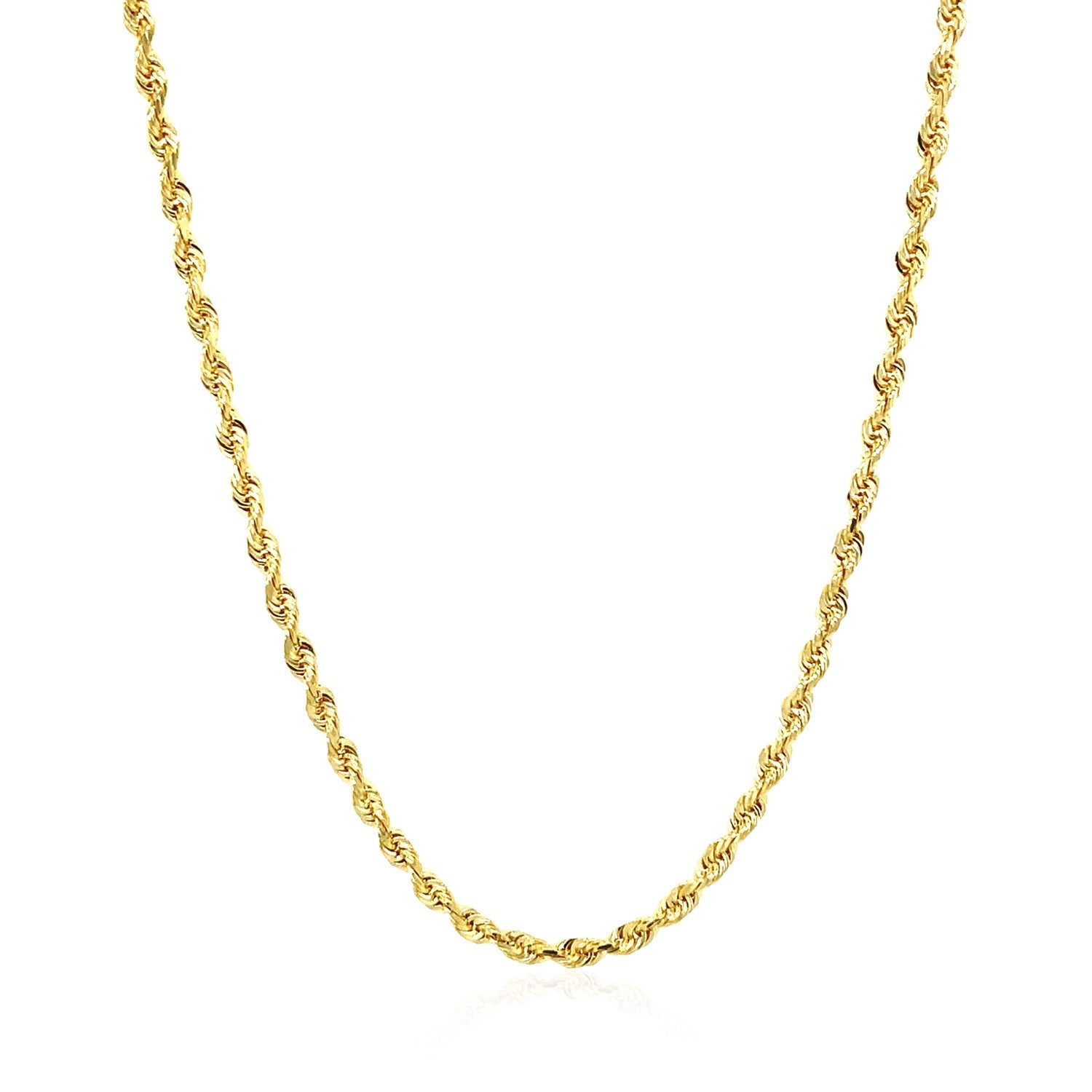 14K Yellow Gold Solid Diamond Cut Rope Chain Necklace (2.50mm)