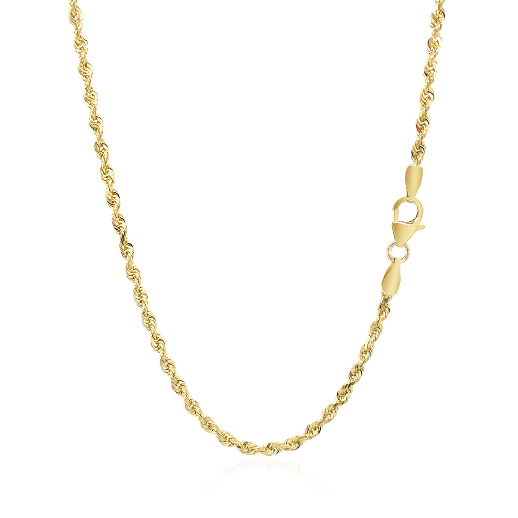 14K Yellow Gold Solid Diamond Cut Rope Chain Necklace (2.50mm)