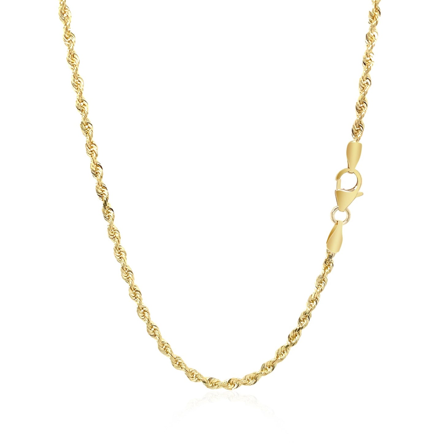14K Yellow Gold Solid Diamond Cut Rope Chain Necklace (2.50mm)