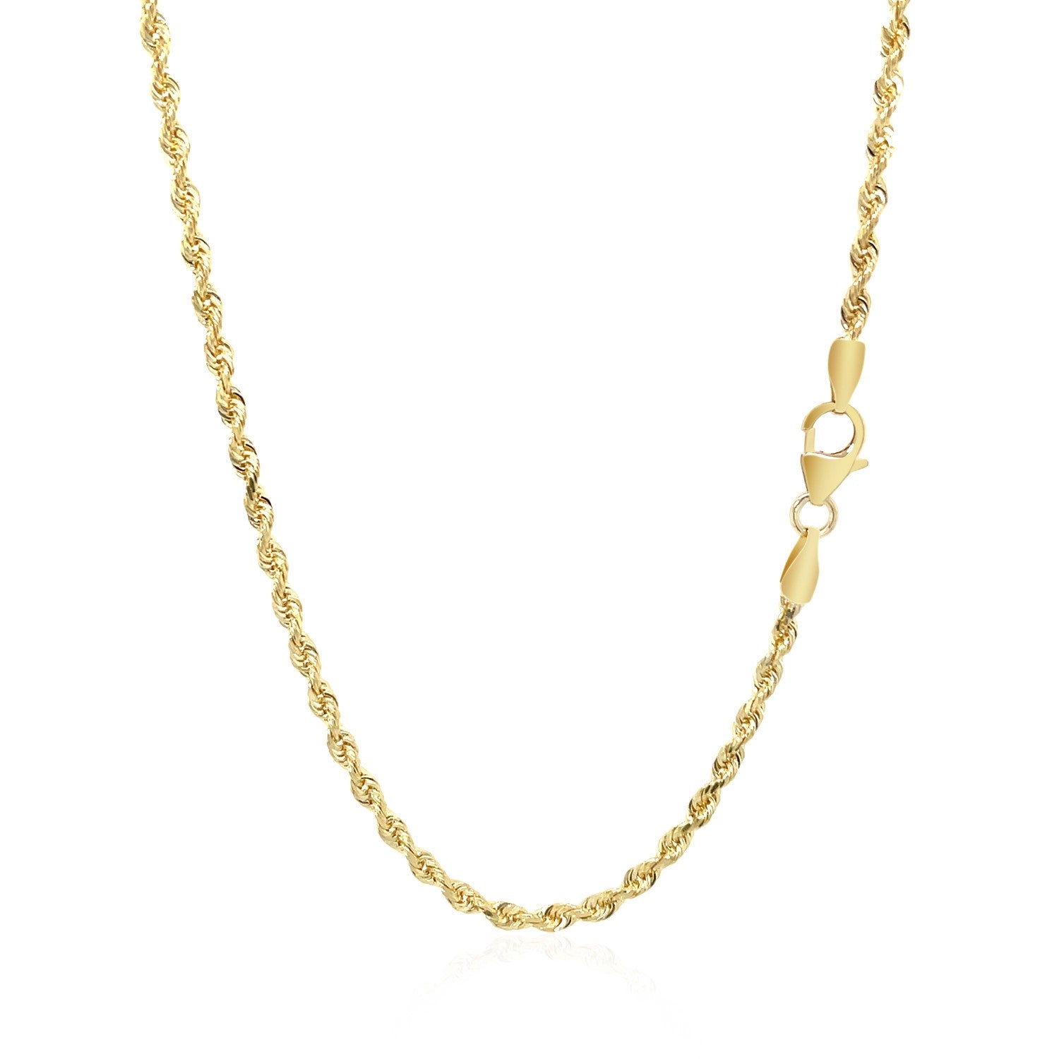 14K Yellow Gold Solid Diamond Cut Rope Chain Necklace (2.50mm)