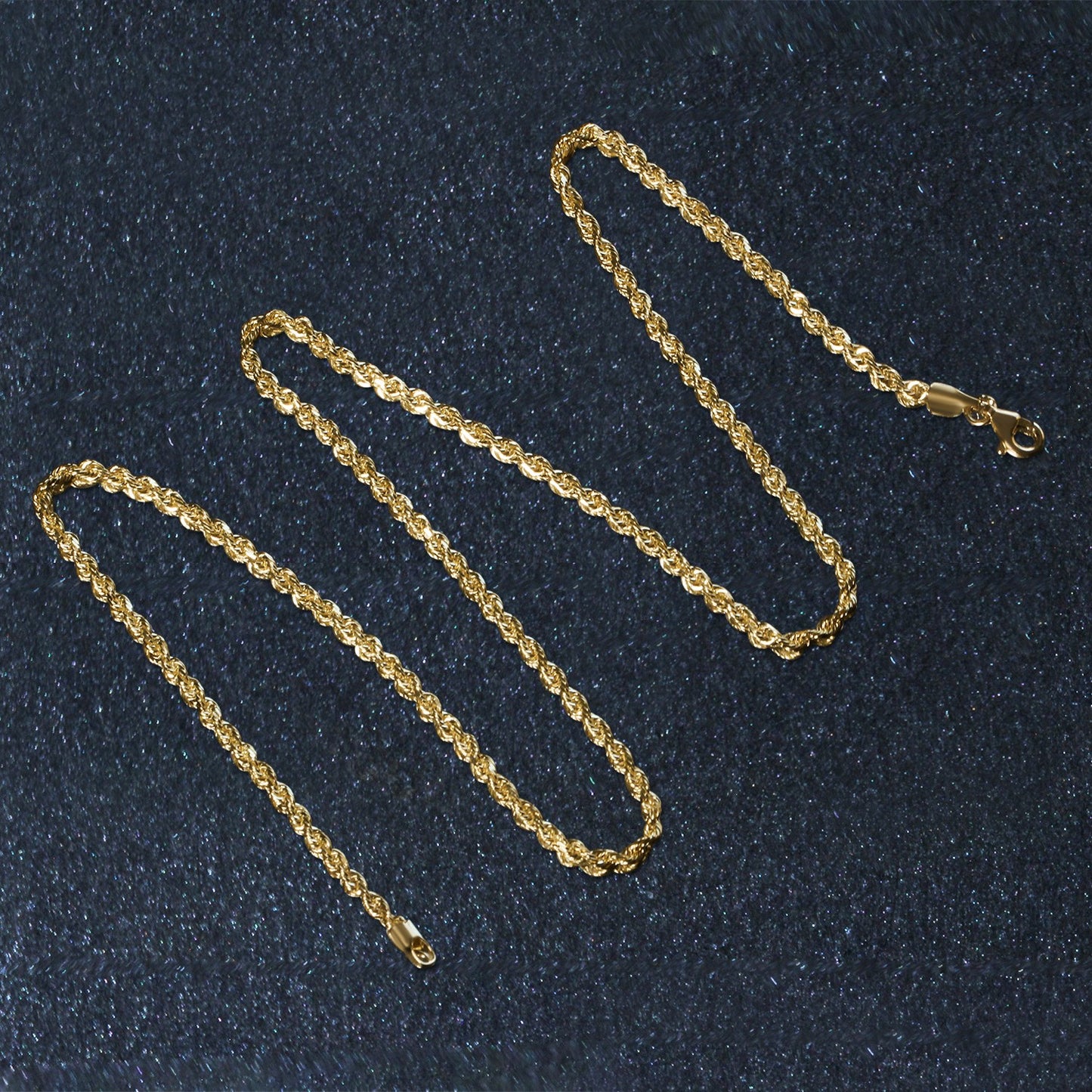 14K Yellow Gold Solid Diamond Cut Rope Chain Necklace (2.50mm)