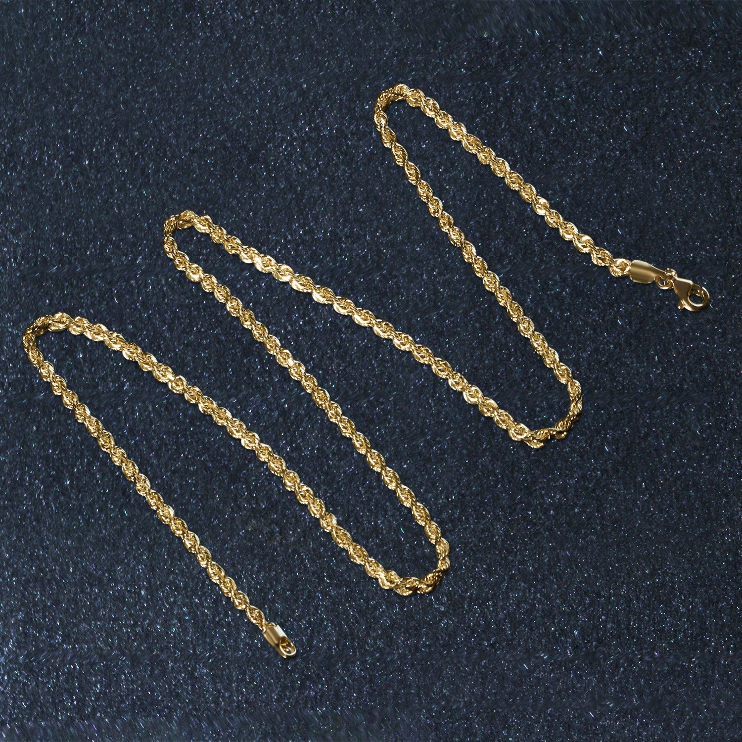 14K Yellow Gold Solid Diamond Cut Rope Chain Necklace (2.50mm)