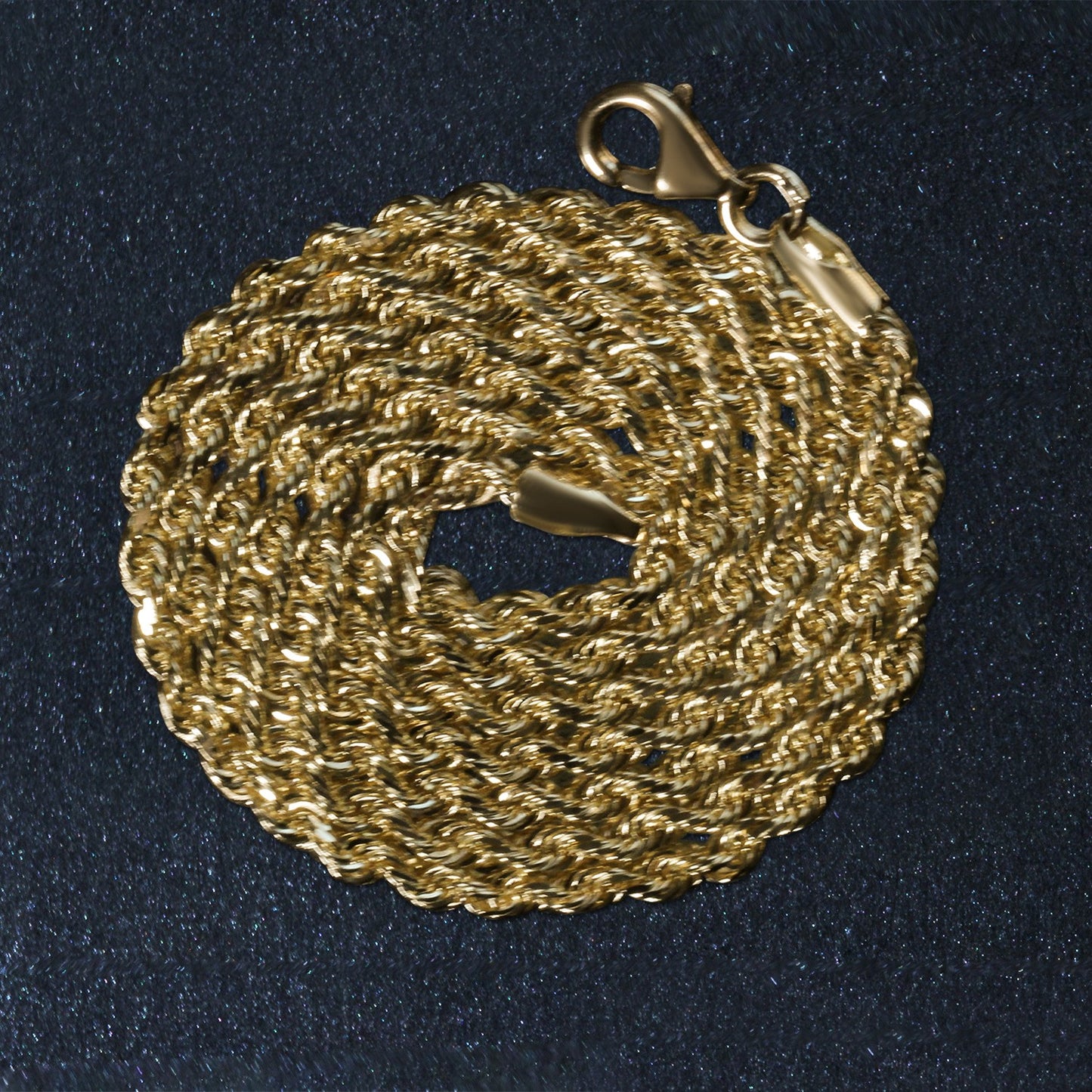 14K Yellow Gold Solid Diamond Cut Rope Chain Necklace (2.50mm)