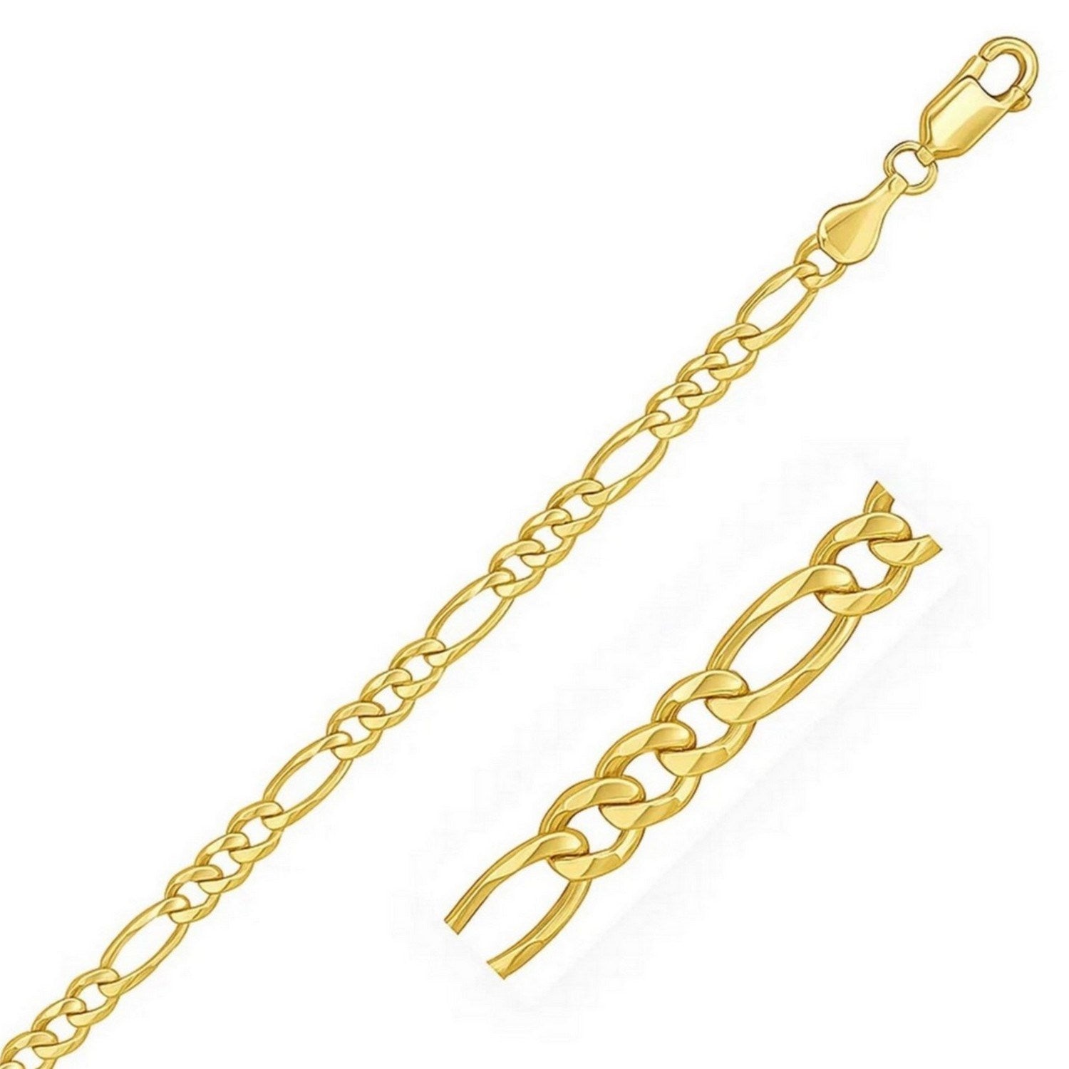 14K Yellow Gold Solid Figaro Chain – 6.00mm, Solid Gold