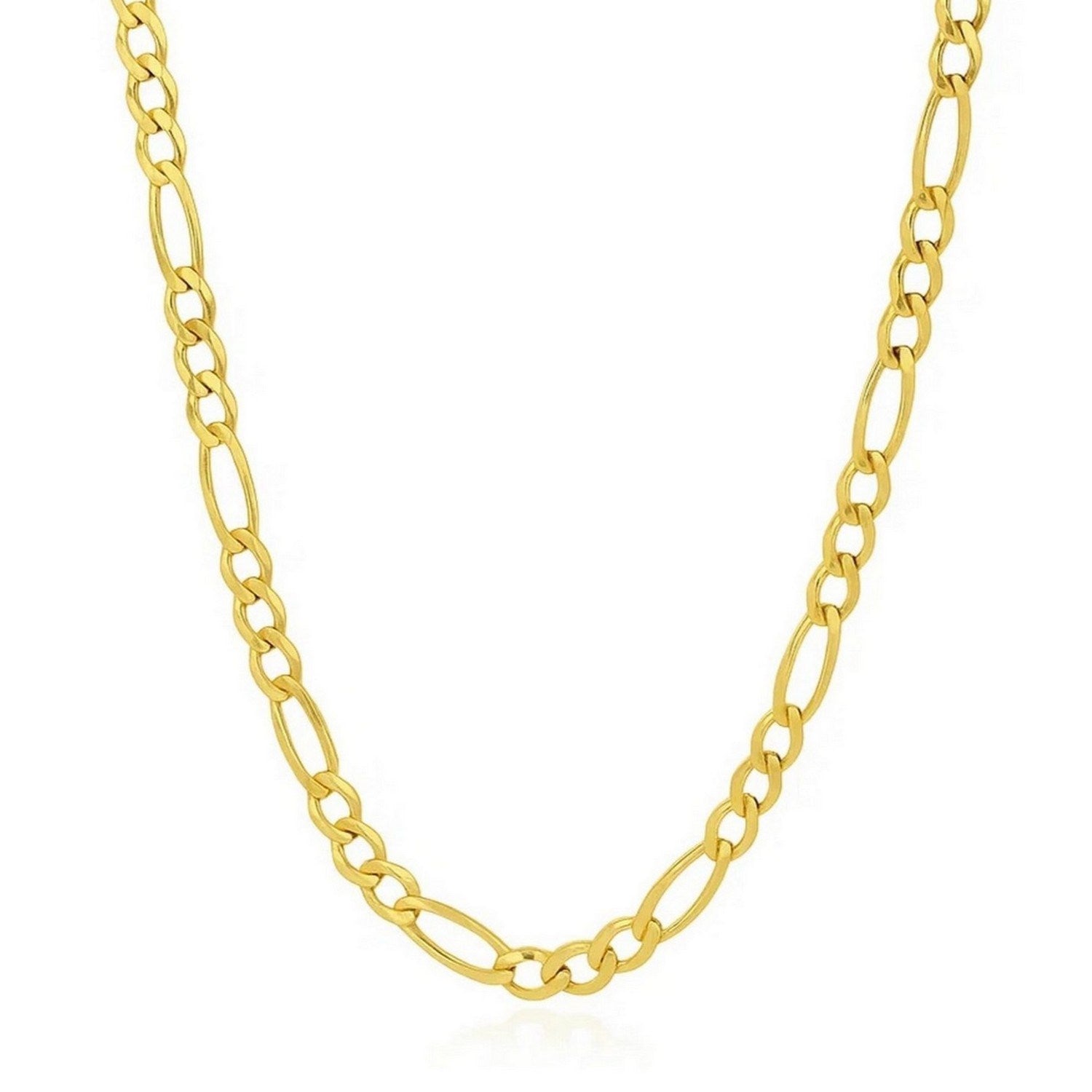 14K Yellow Gold Solid Figaro Chain – 6.00mm, Solid Gold