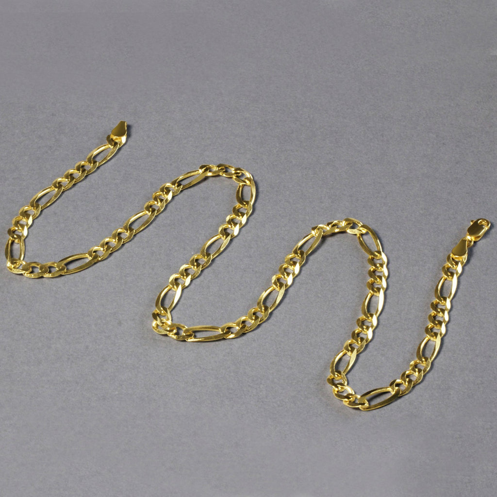 14K Yellow Gold Solid Figaro Chain – 6.00mm, Solid Gold