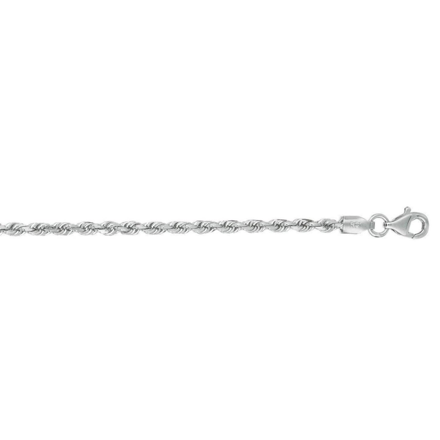 14K White Gold Solid Diamond Cut Rope Bracelet (2.50mm)