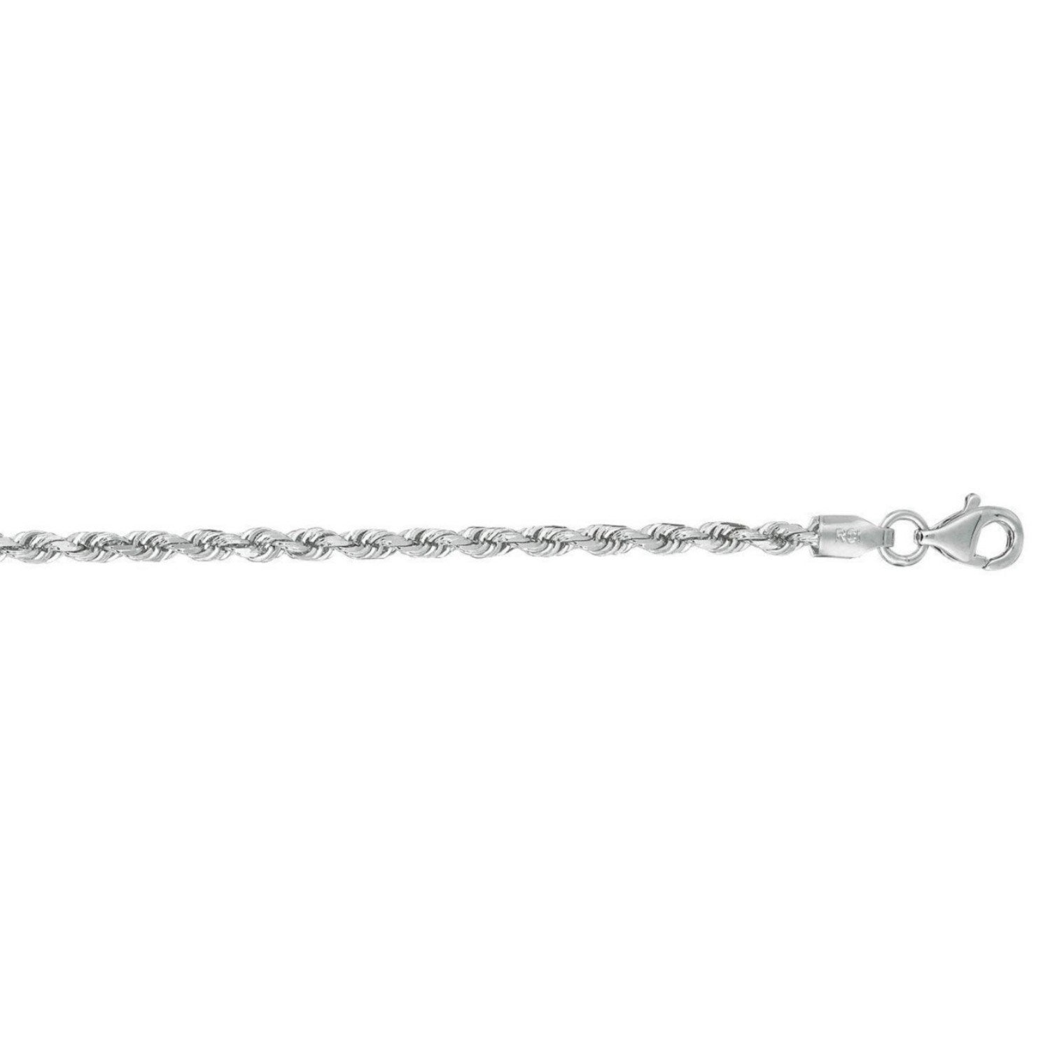14K White Gold Solid Diamond Cut Rope Bracelet (2.50mm)