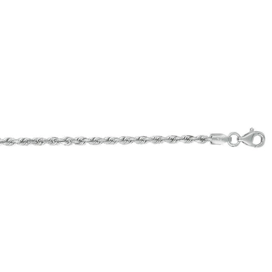 14K White Gold Solid Diamond Cut Rope Bracelet (2.50mm)