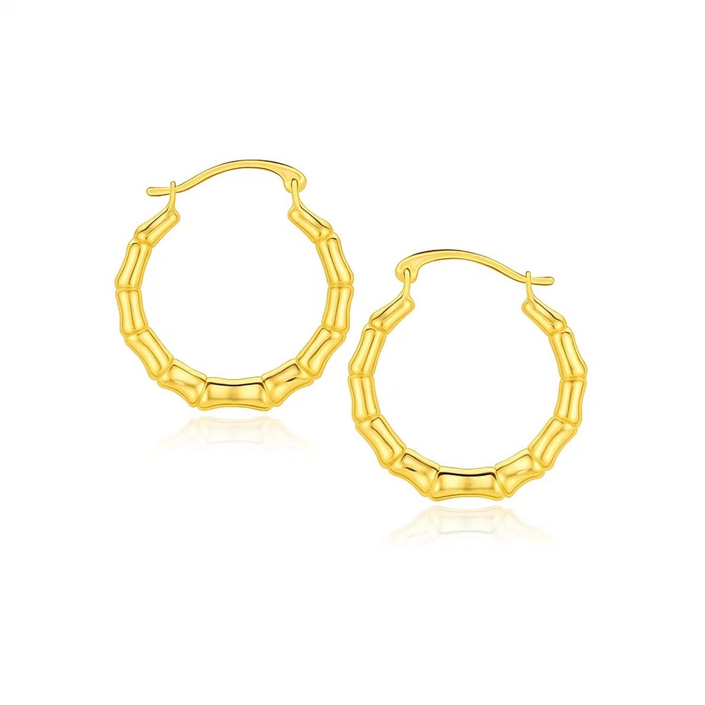 10k Yellow Gold Branch Motif Hoop Earrings, 19 mm