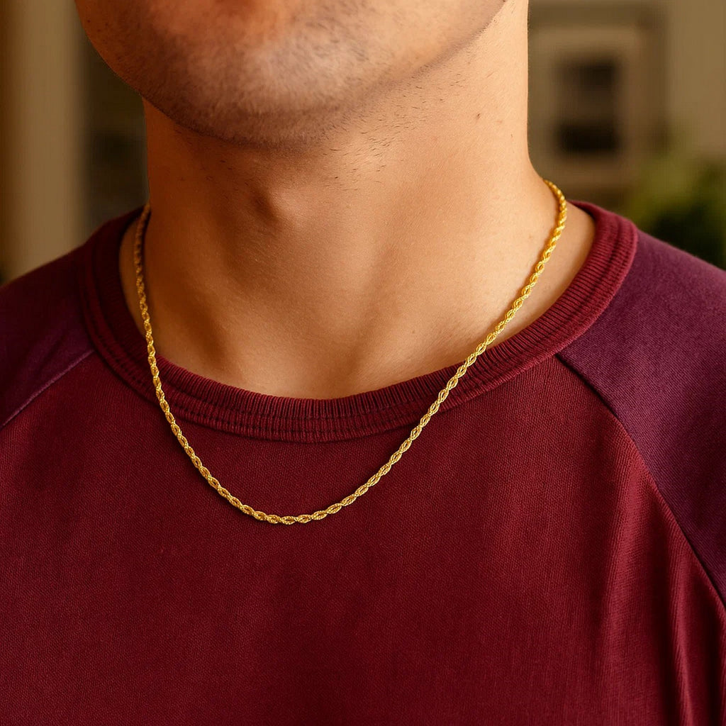 14K Yellow Gold Solid Rope Chain Necklace (2.50mm)