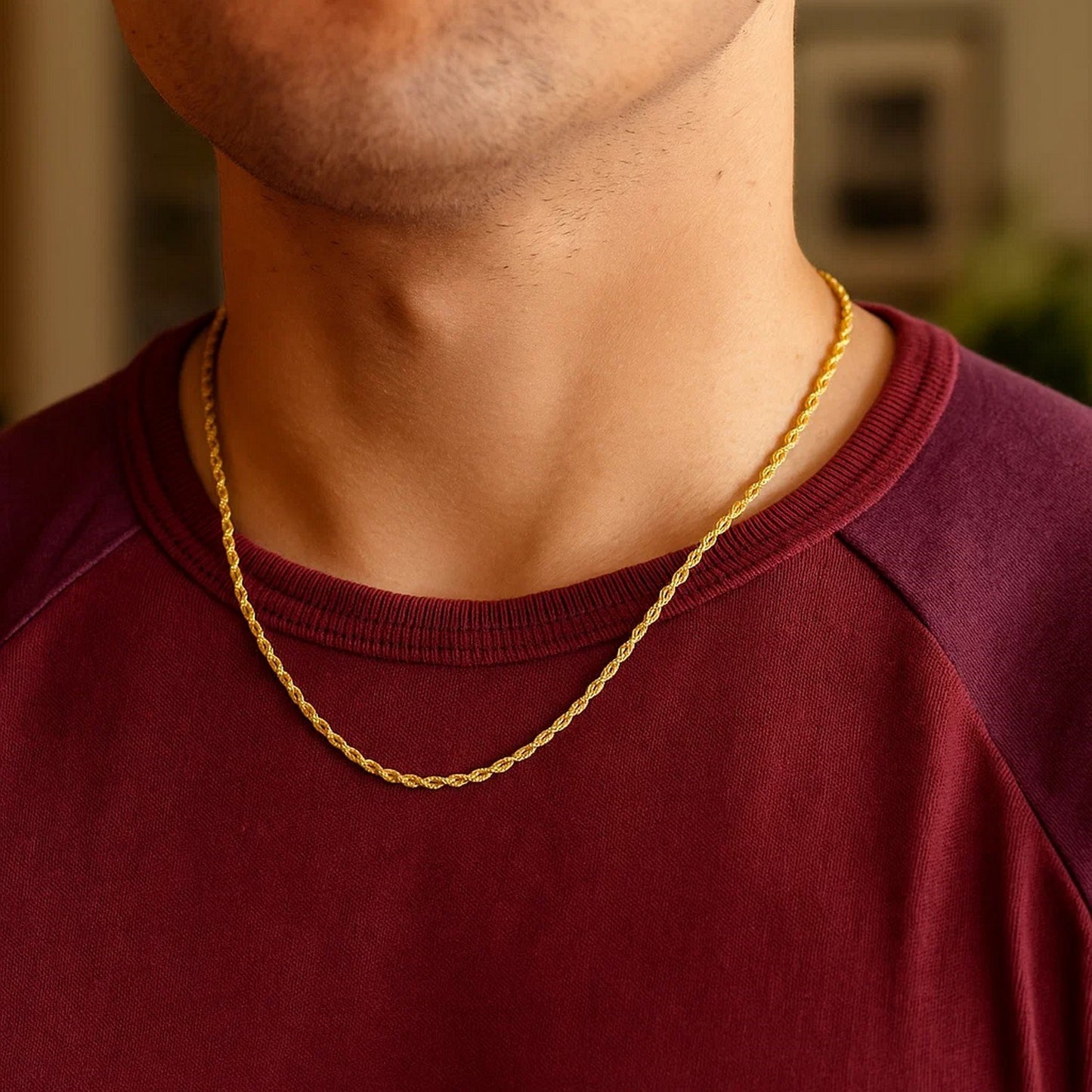 14K Yellow Gold Solid Rope Chain Necklace (2.50mm)