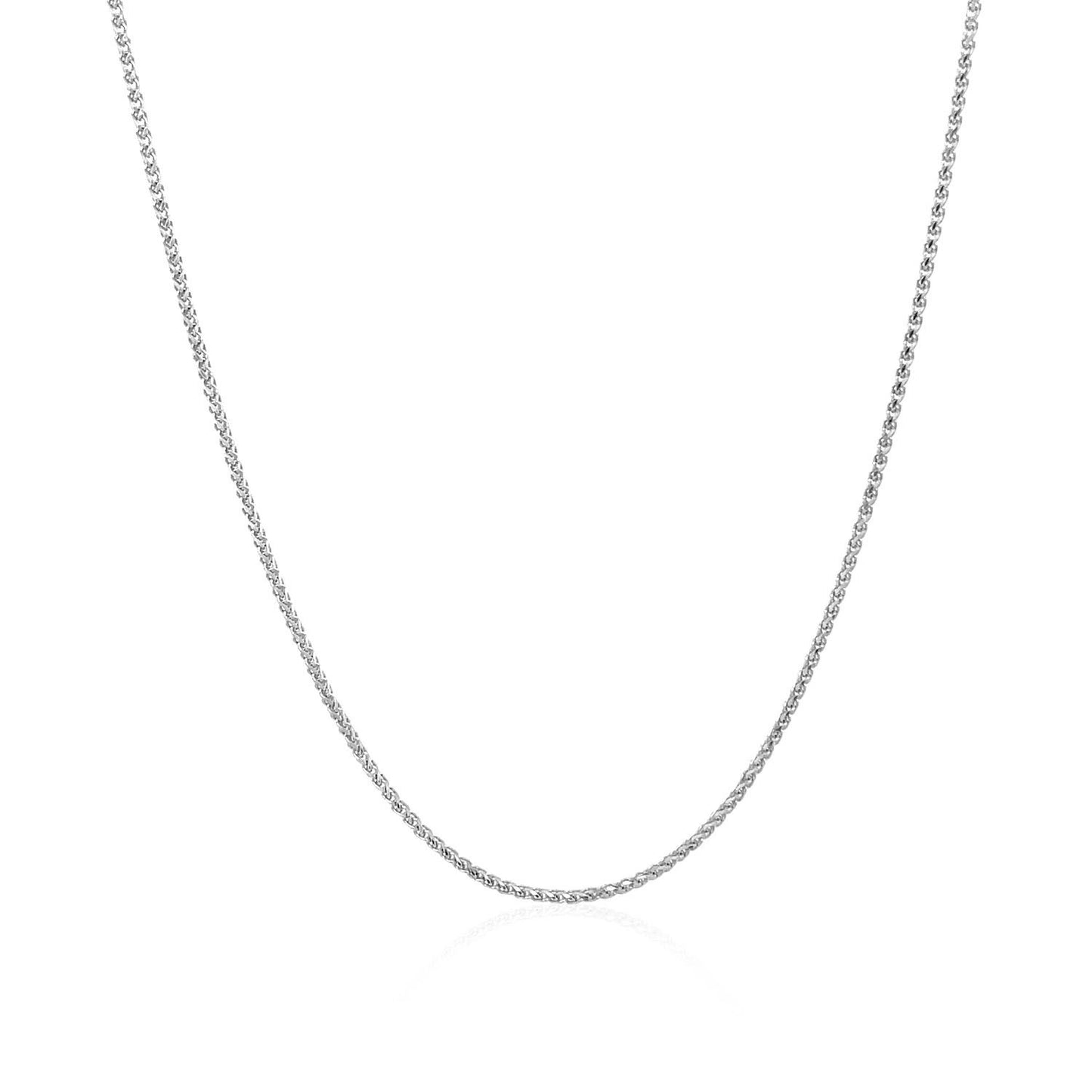 14K White Gold Diamond Cut Round Wheat Chain Necklace (1.00 mm)