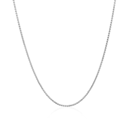 14K White Gold Diamond Cut Round Wheat Chain Necklace (1.00 mm)