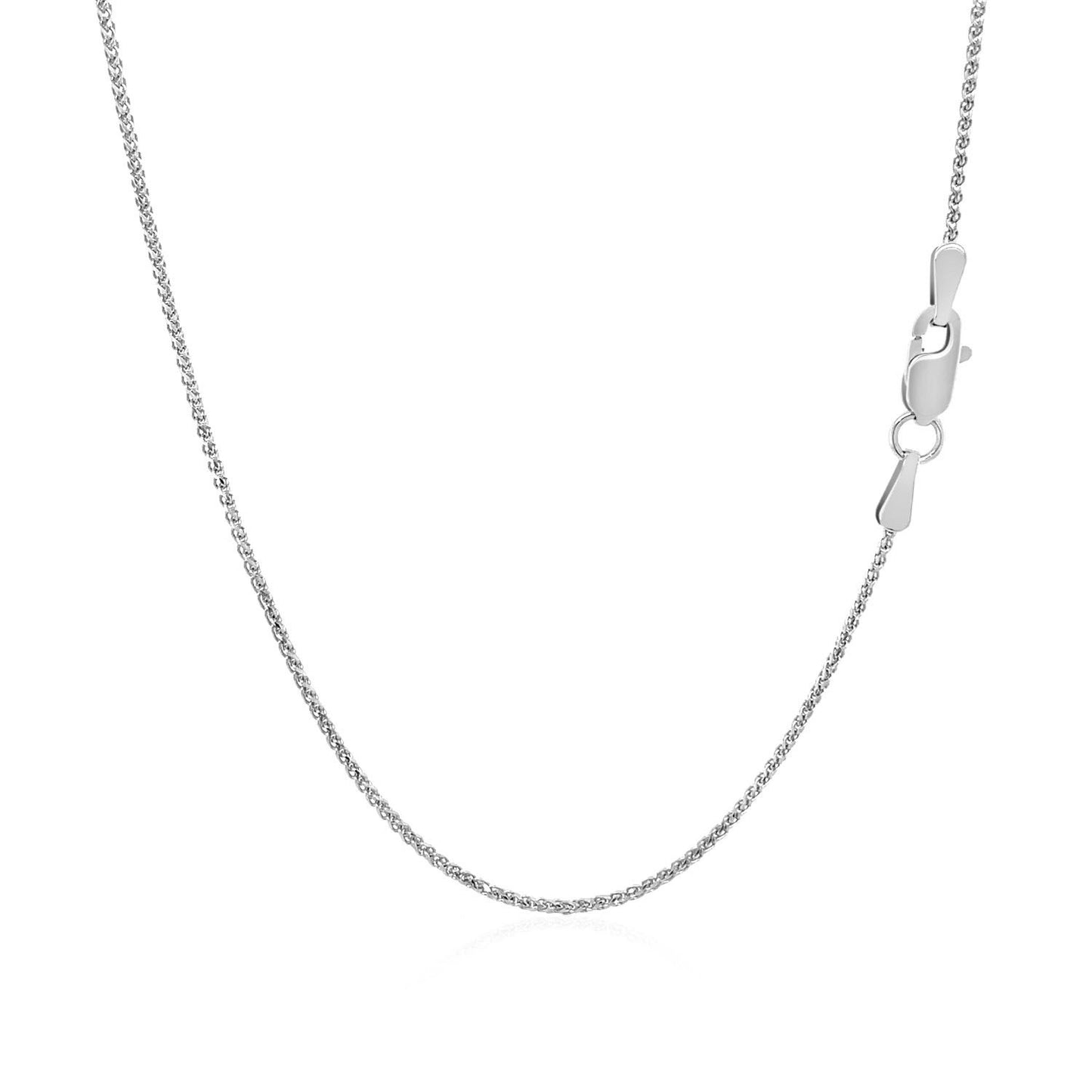 14K White Gold Diamond Cut Round Wheat Chain Necklace (1.00 mm)
