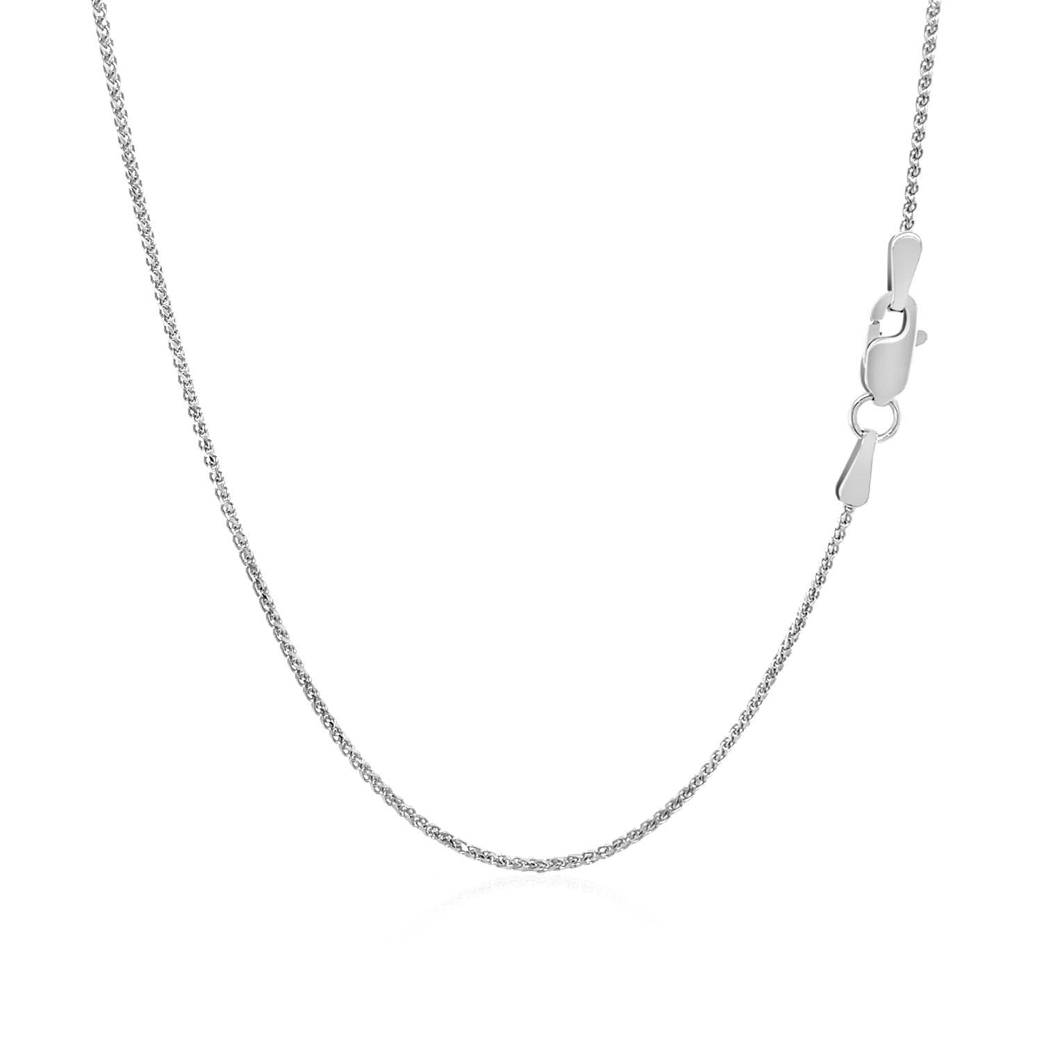 14K White Gold Diamond Cut Round Wheat Chain – 1.00mm, Solid Gold