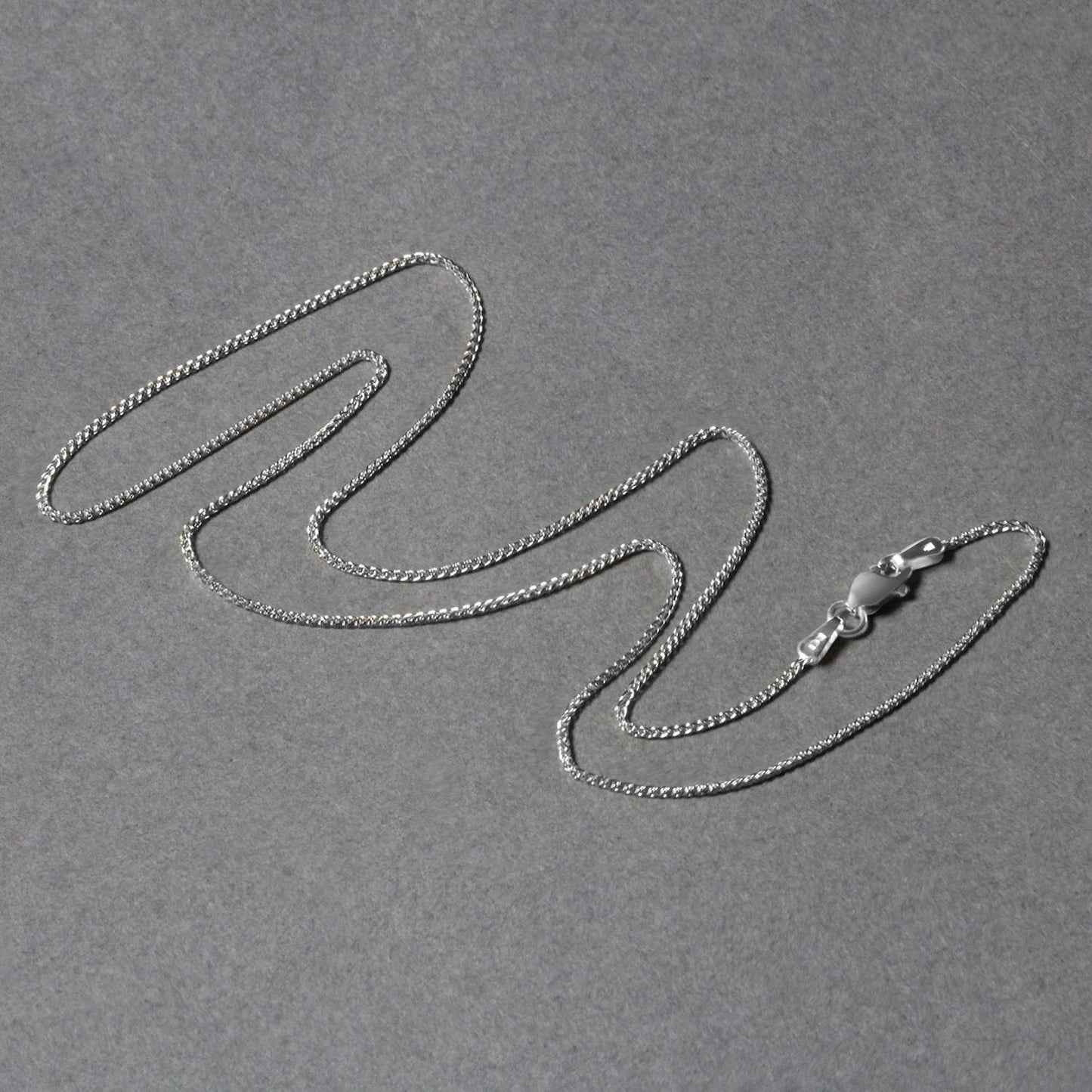 14K White Gold Diamond Cut Round Wheat Chain Necklace (1.00 mm)