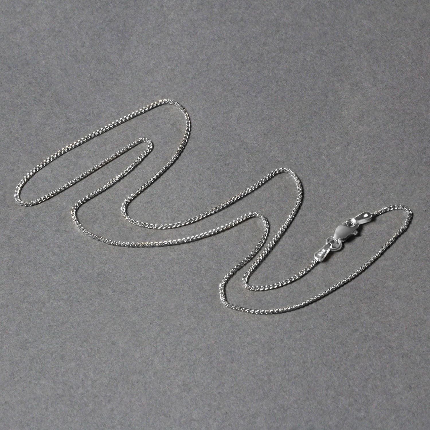 14K White Gold Diamond Cut Round Wheat Chain – 1.00mm, Solid Gold