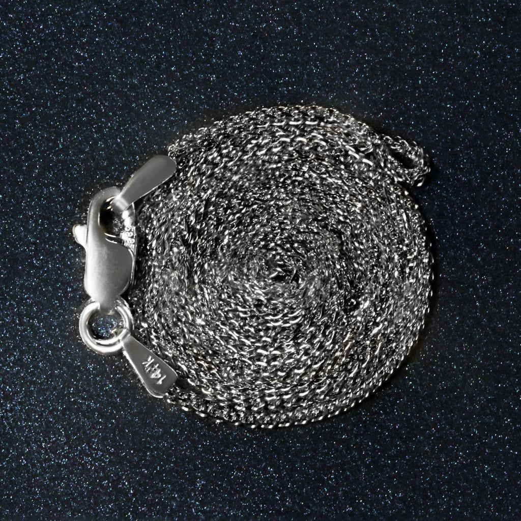 14K White Gold Diamond Cut Round Wheat Chain – 1.00mm, Solid Gold