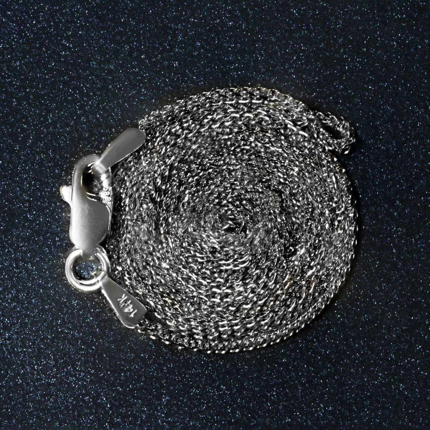 14K White Gold Diamond Cut Round Wheat Chain Necklace (1.00 mm)